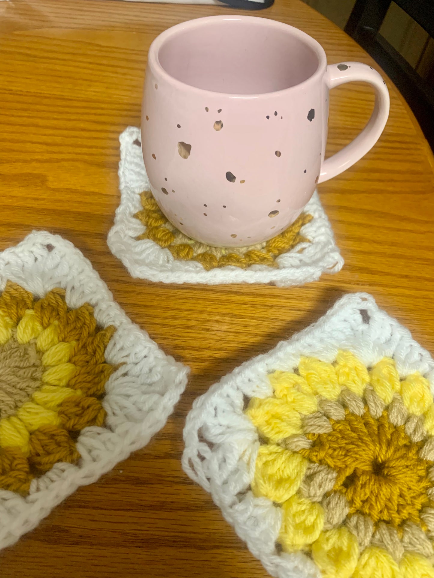 Square Sunflower Crochet Coaster