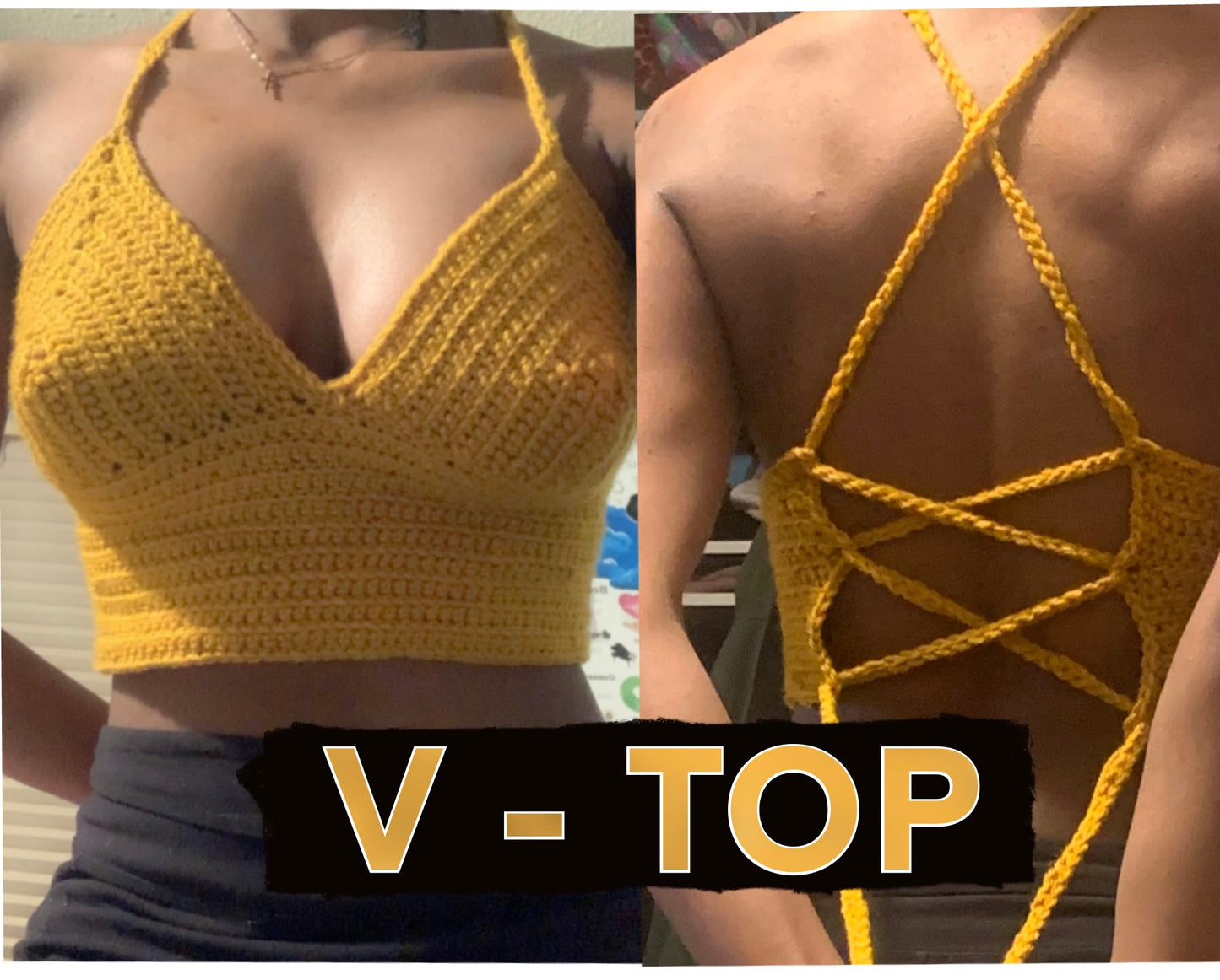 Handmade Crochet Spaghetti Strap Summer V-top