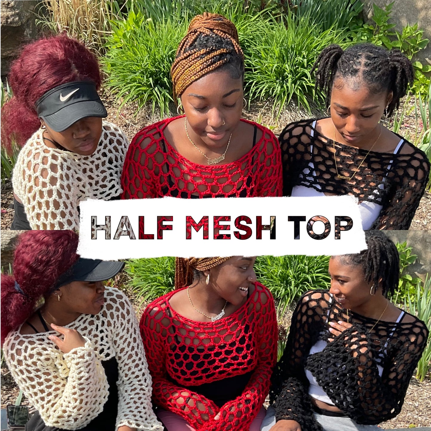 Handmade Crochet Half mesh top
