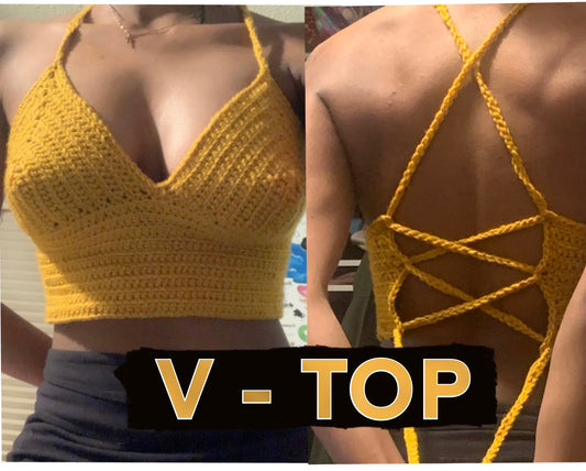 Handmade Crochet Spaghetti Strap Summer V-top